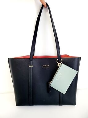 GUESS Black Tote Bag with Mint Cardholder